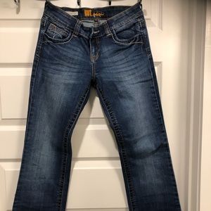 High rise bootcut dark jeans